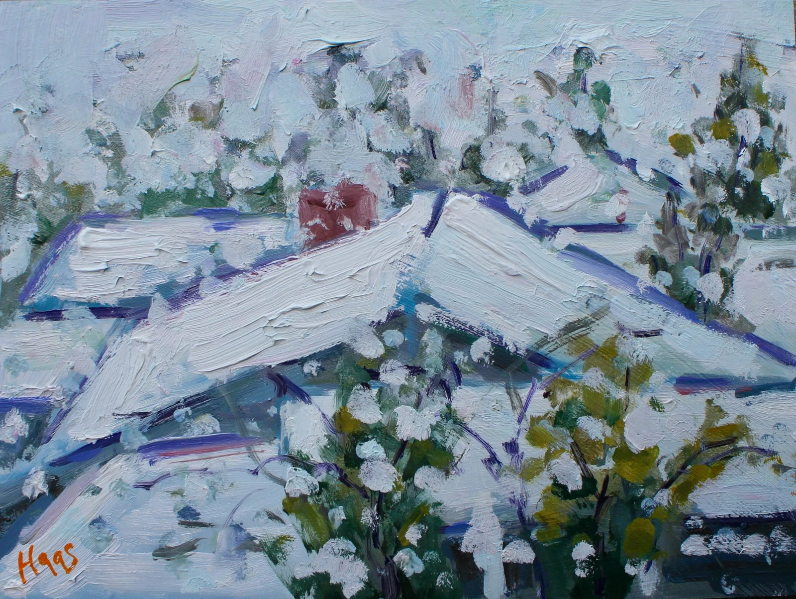 Winterscapes - View From My Window, Contemporary Landscape Painting: Quiet Places & Winterscapes - View from my Window Original oil painting by Lisa Haas, 12 x 9 unframed on masonite, signed. Capturing a moment of serene isolation, "View from my Window" is a