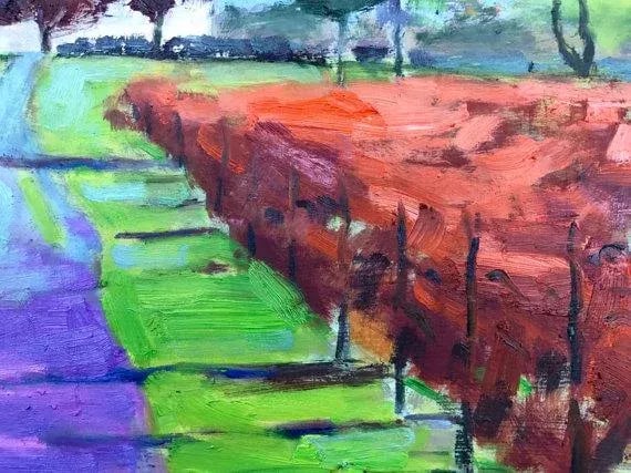Coastal Vineyards Landscape Oil Painting Fall Colors - 2