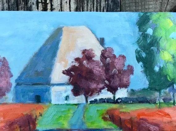 Coastal Vineyards Landscape Oil Painting Fall Colors - 3