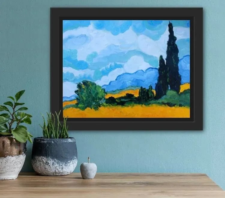 Cypress Trees (After Van Gogh) Oil on Canvas - 2