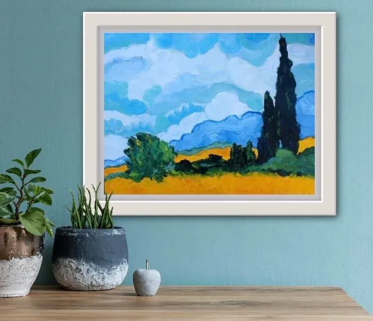 Cypress Trees (After Van Gogh) Oil on Canvas - 3