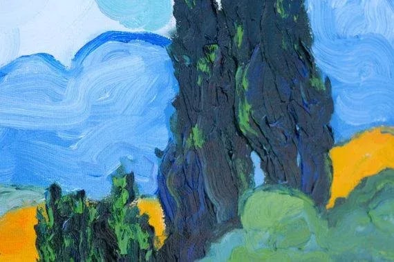Cypress Trees (After Van Gogh) Oil on Canvas - 6