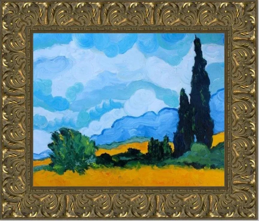 Cypress Trees (After Van Gogh) Oil on Canvas - 9