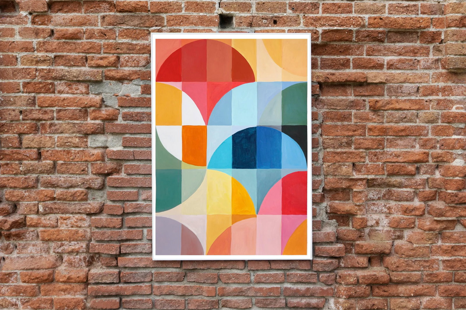 2023, Abstract Geometric Bauhaus Pattern of "Summer Tulips", Acrylic on Watercolor Paper by Natalia - 7