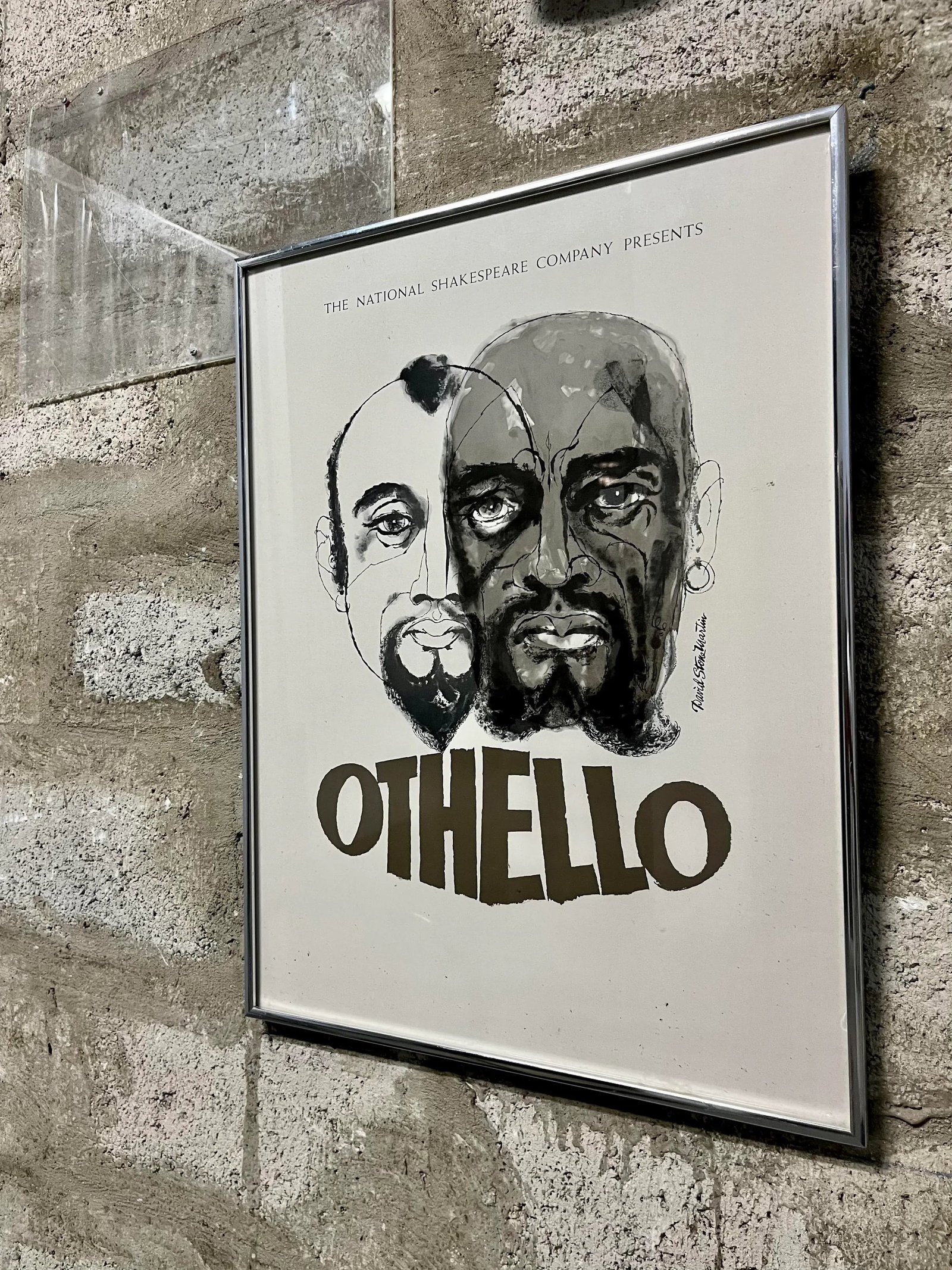 Original "The National Shakespeare Company Presents, Othello" Framed Poster. C 1970s - 3