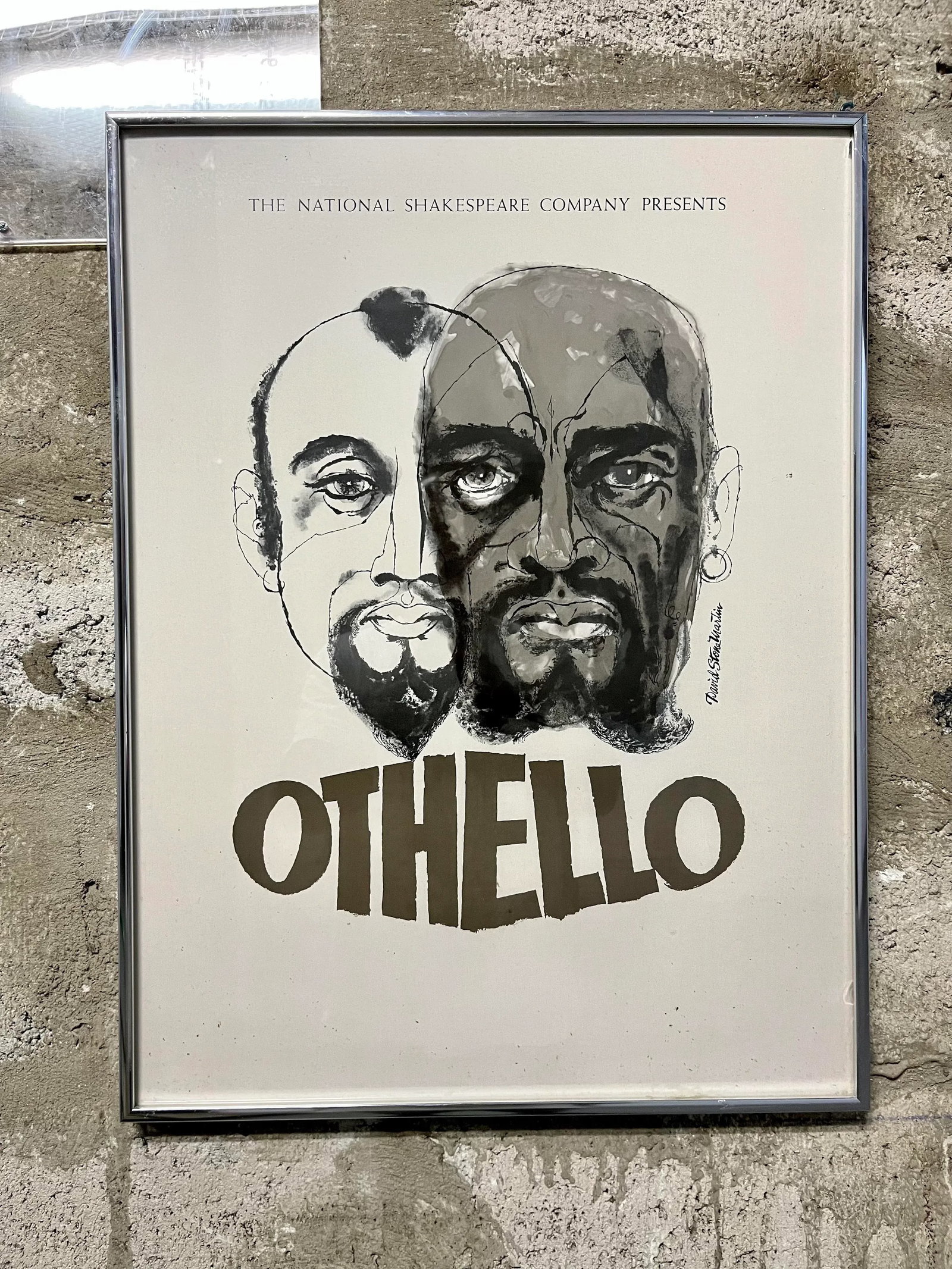 Original "The National Shakespeare Company Presents, Othello" Framed Poster. C 1970s - 5