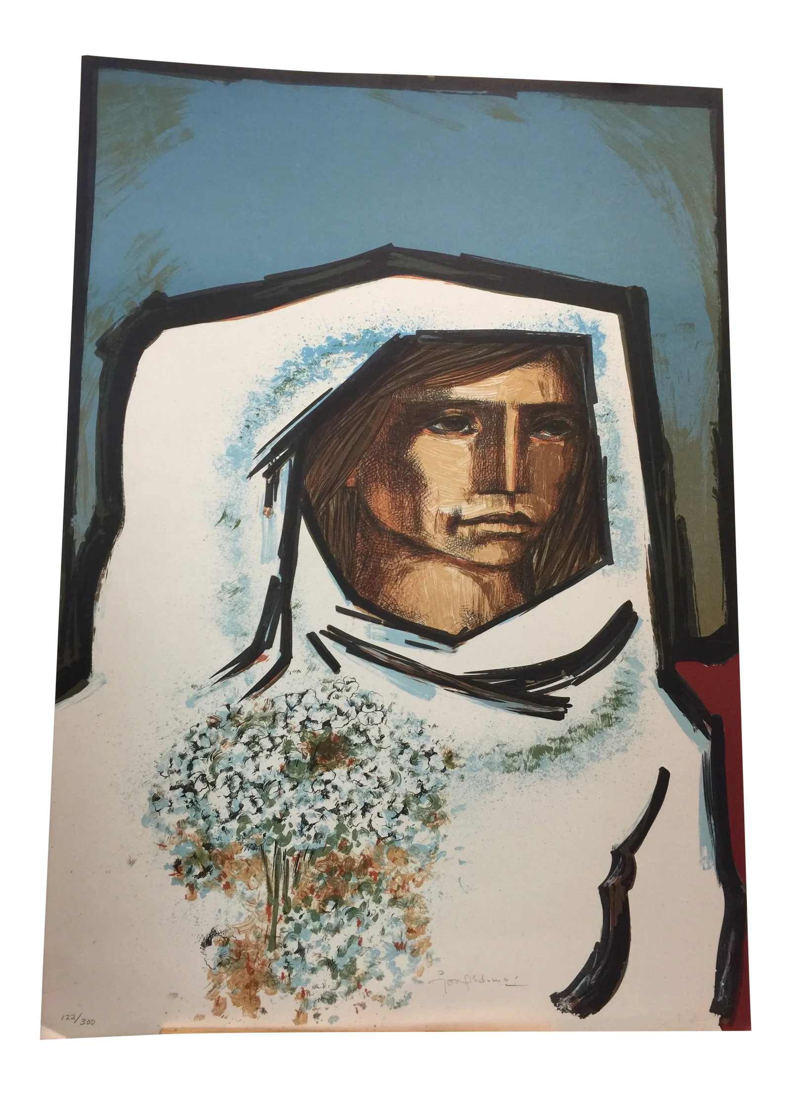 Jorge Dumas the Bride Lithograph Mid Century Modern: Signed and numbered lithograph, #122 of 300, in excellent condition, unframed, this measures 21" wide x 29" tall. .Jorge Dumas was born in Montevideo, Uruguay in 1928. He first came to the United