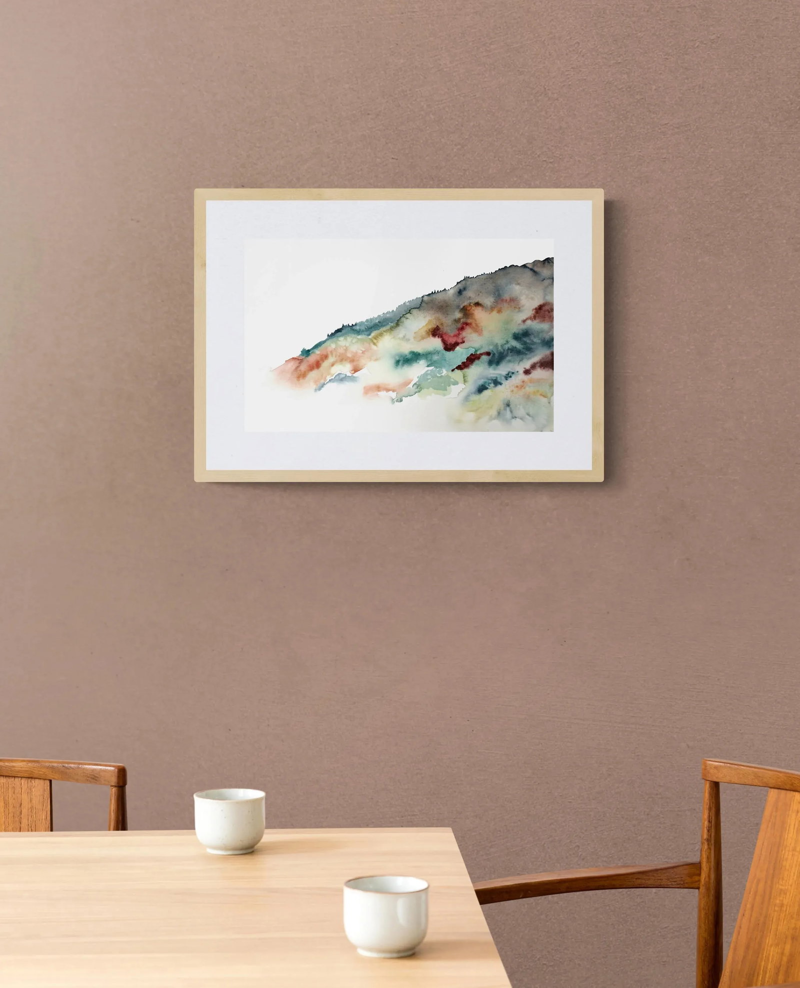 "Autumnal No. 5" Contemporary Original Abstract Mountain Landscape Watercolor Painting by Elizabeth - 2