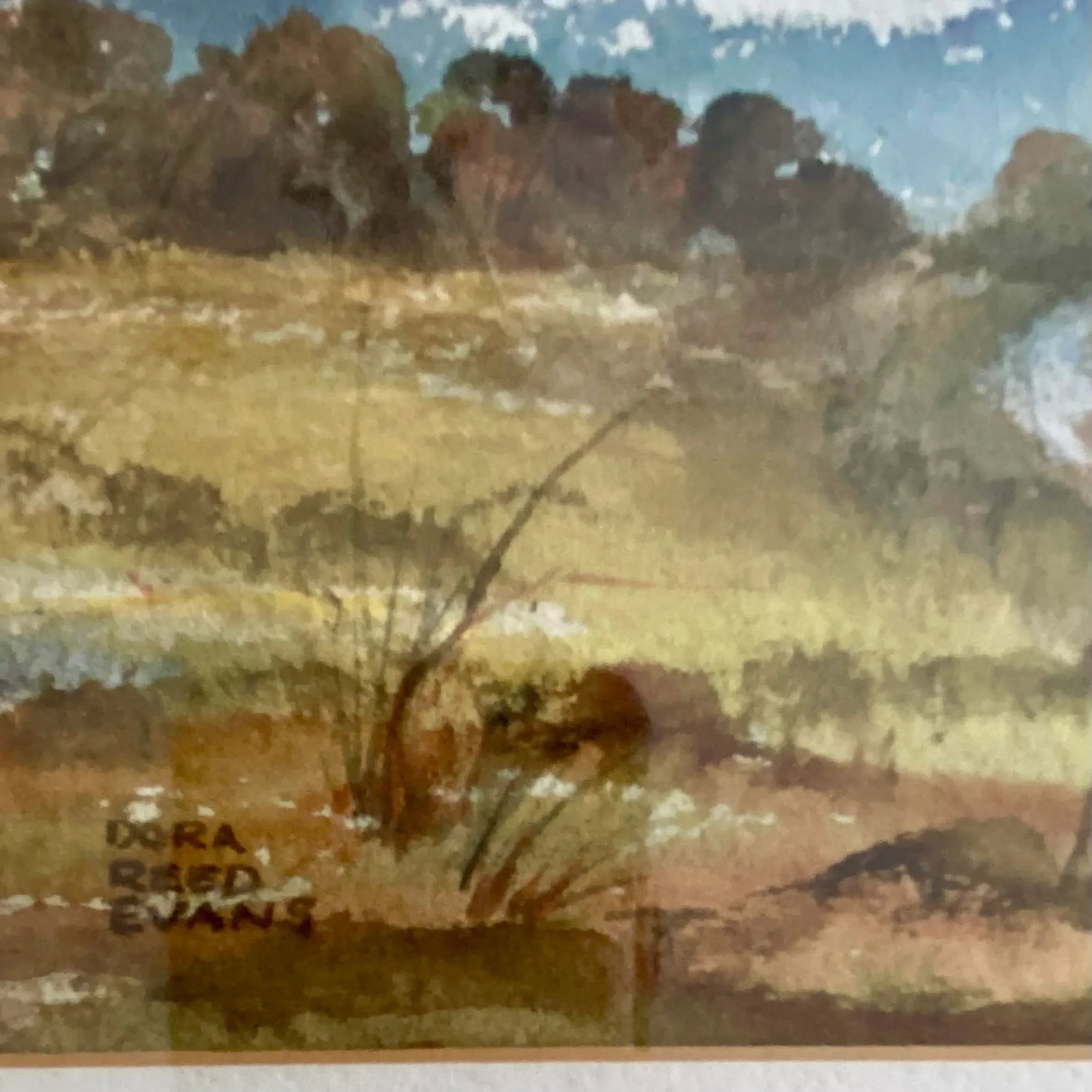 1970s American Watercolor Rural Pastoral Landscape Signed Dora Reed Evans - 4