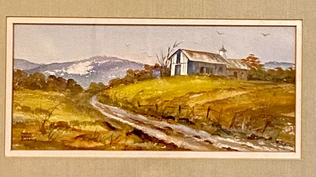 1970s American Watercolor Rural Pastoral Landscape Signed Dora Reed Evans - 9