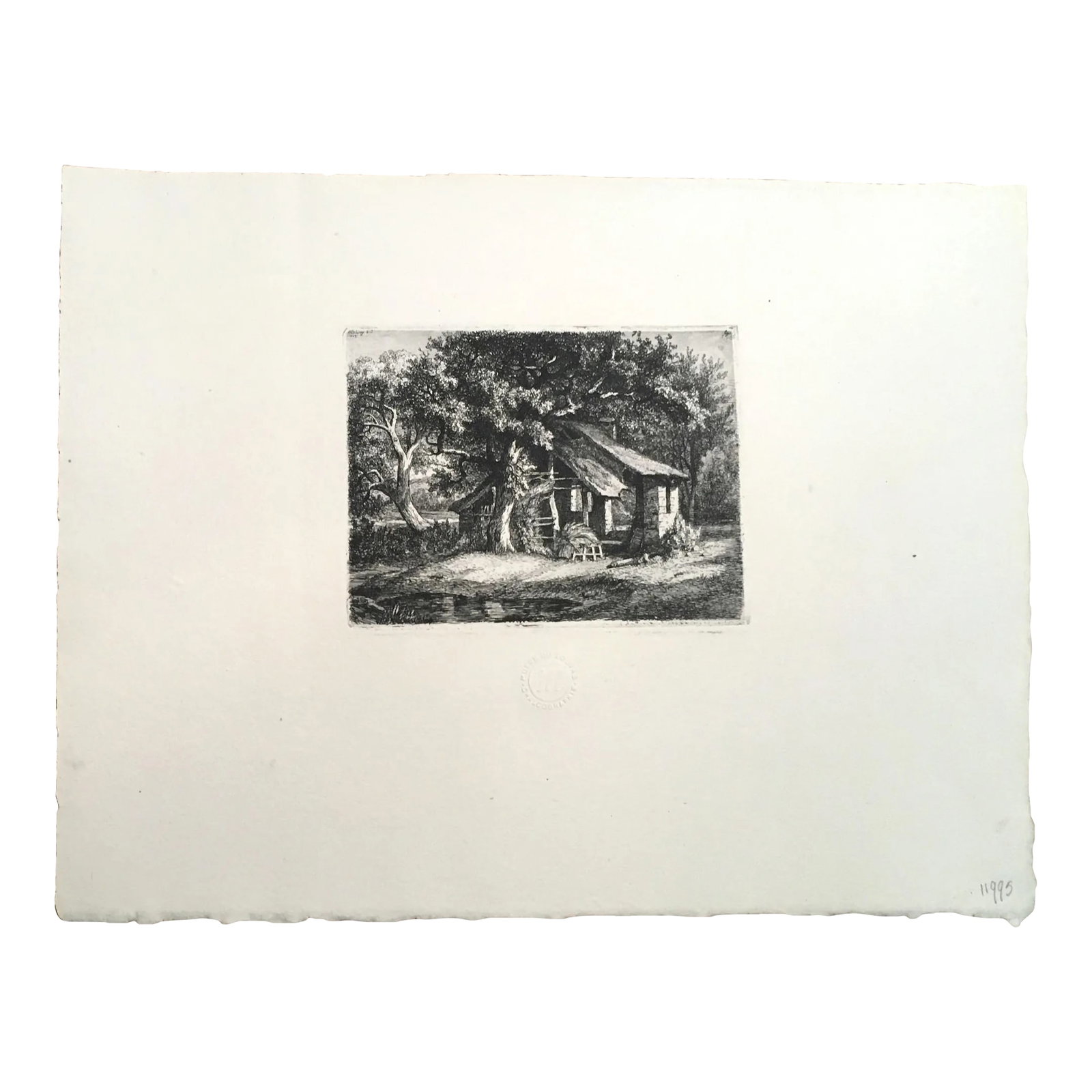 Chalcographie Du Louvre Paris Etching by Eugene Blery: "La Chaumiere Au Poirier" (1 of 4)
