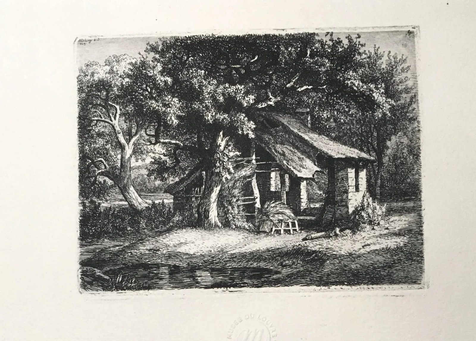 Chalcographie Du Louvre Paris Etching by Eugene Blery: "La Chaumiere Au Poirier" - 2