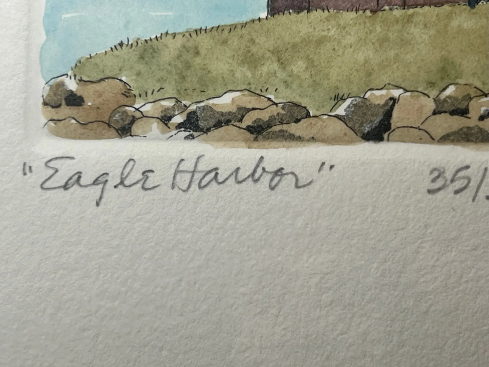Late 20th Century Colored Etching of Eagle Harbor by Larry Harris - 5