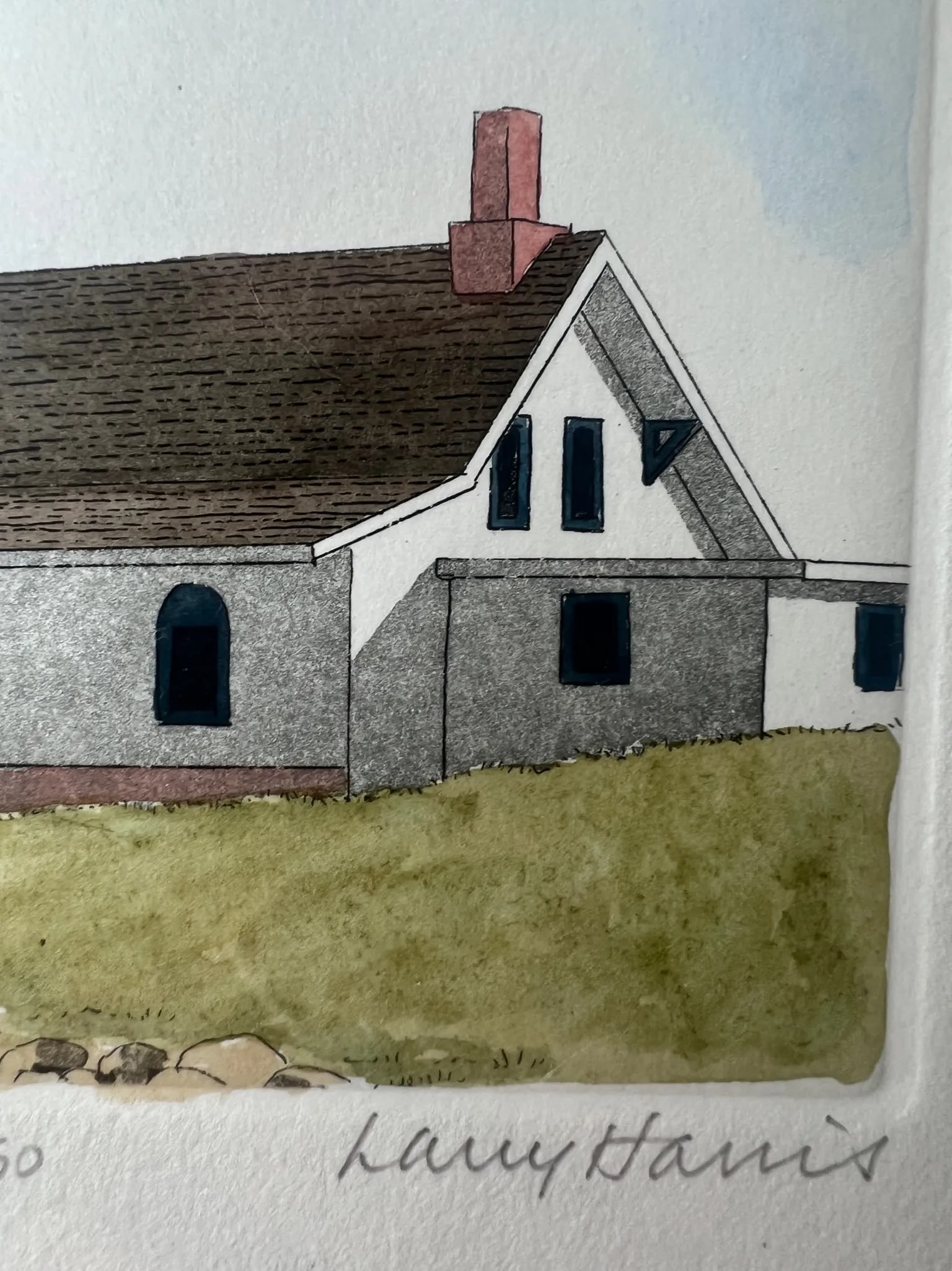 Late 20th Century Colored Etching of Eagle Harbor by Larry Harris - 6