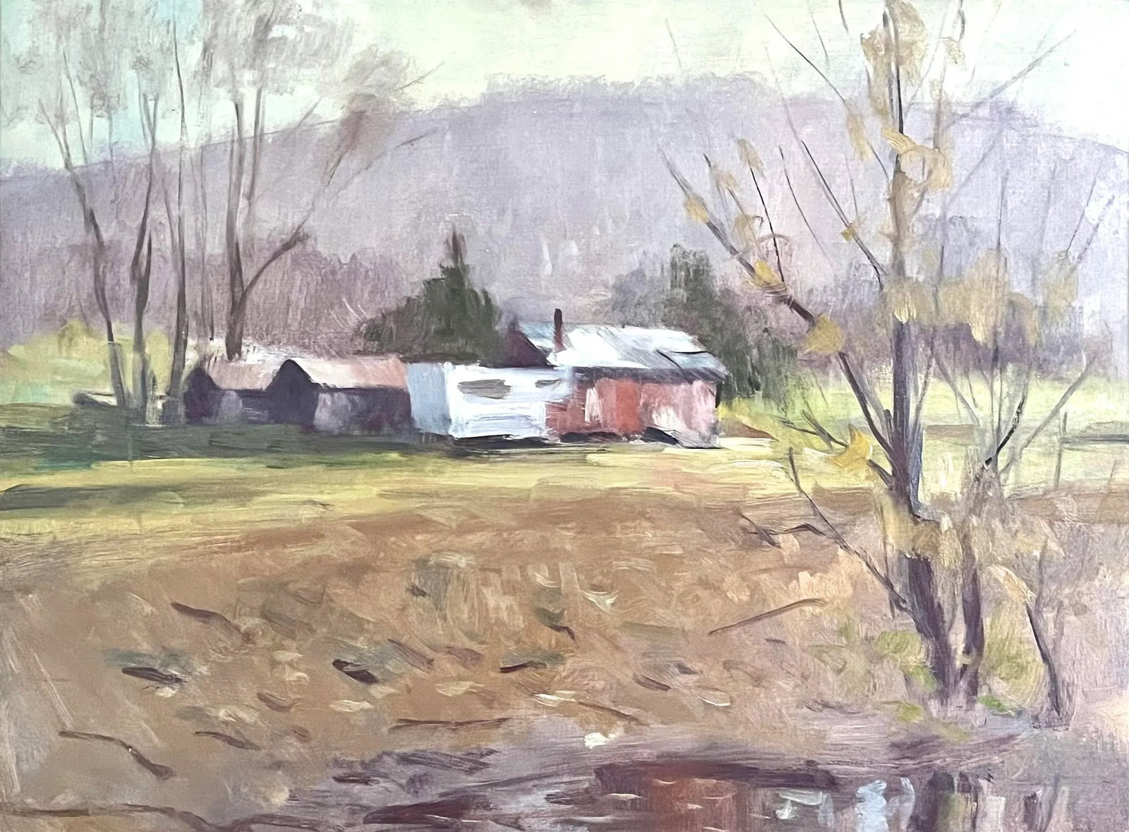 Vintage American Impressionist Oil Painting Vermont Homestead Landscape by Harry Barton - 2