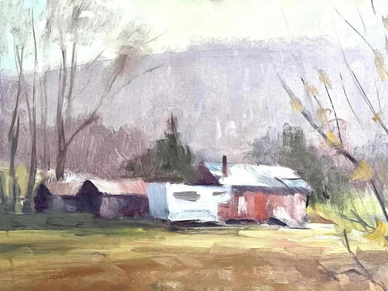 Vintage American Impressionist Oil Painting Vermont Homestead Landscape by Harry Barton - 3