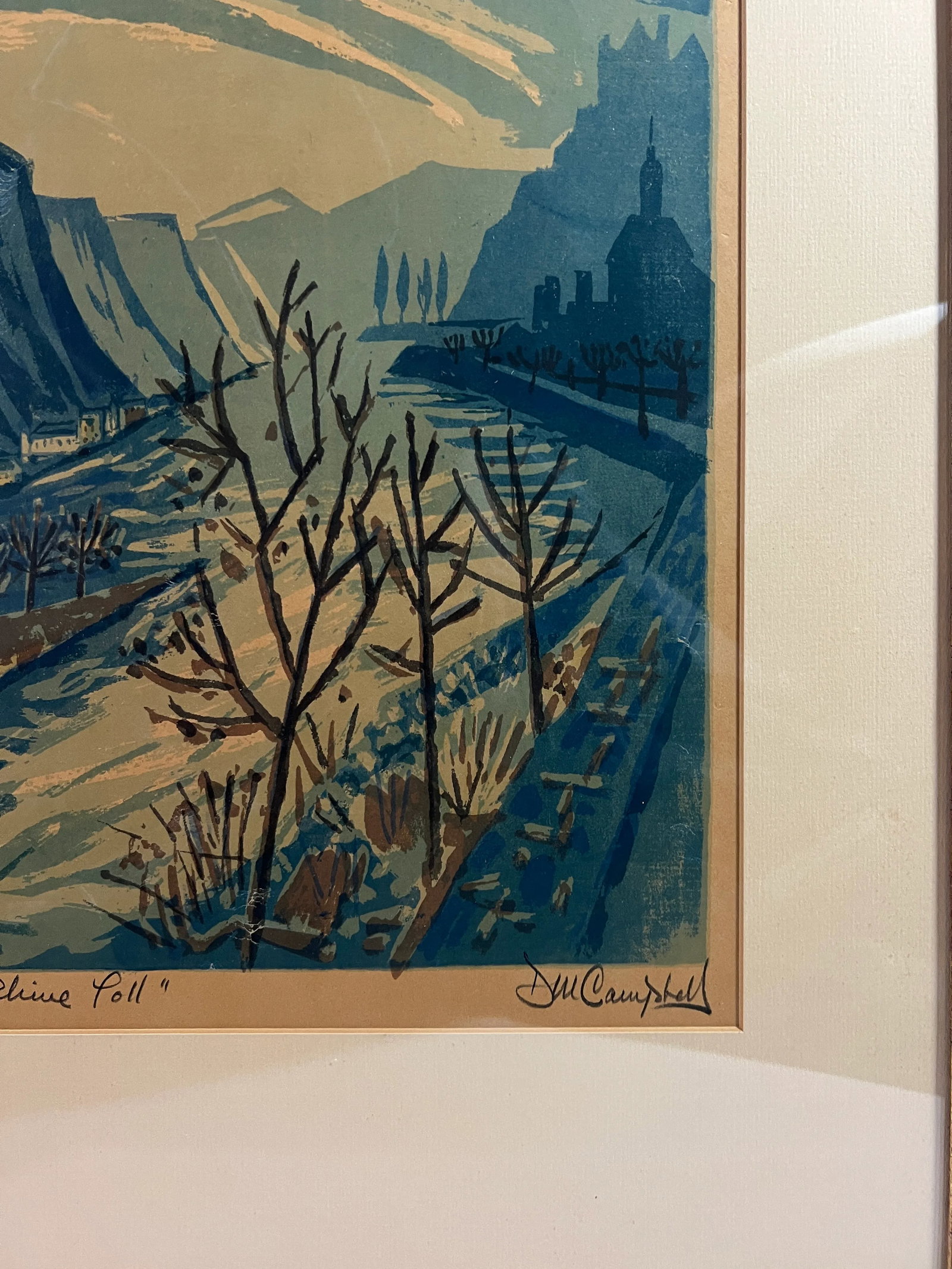 Intriguing Cubist Castle and River Scene, Signed Lithograph - 4