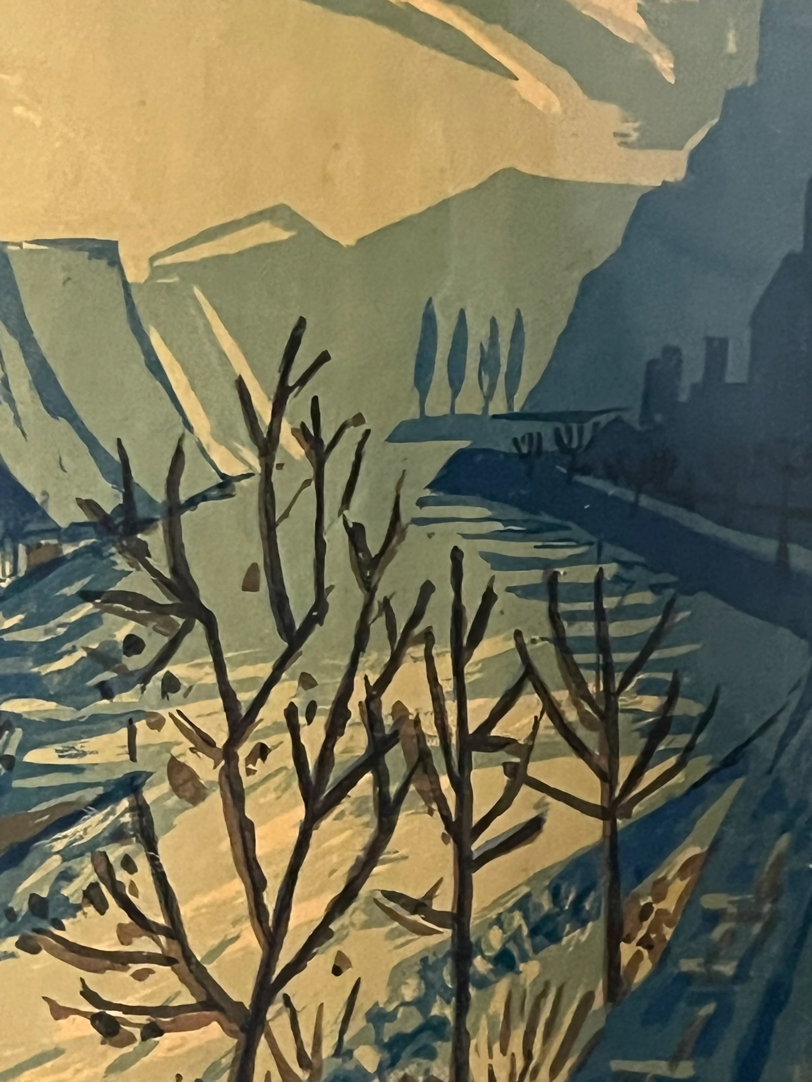 Intriguing Cubist Castle and River Scene, Signed Lithograph - 7