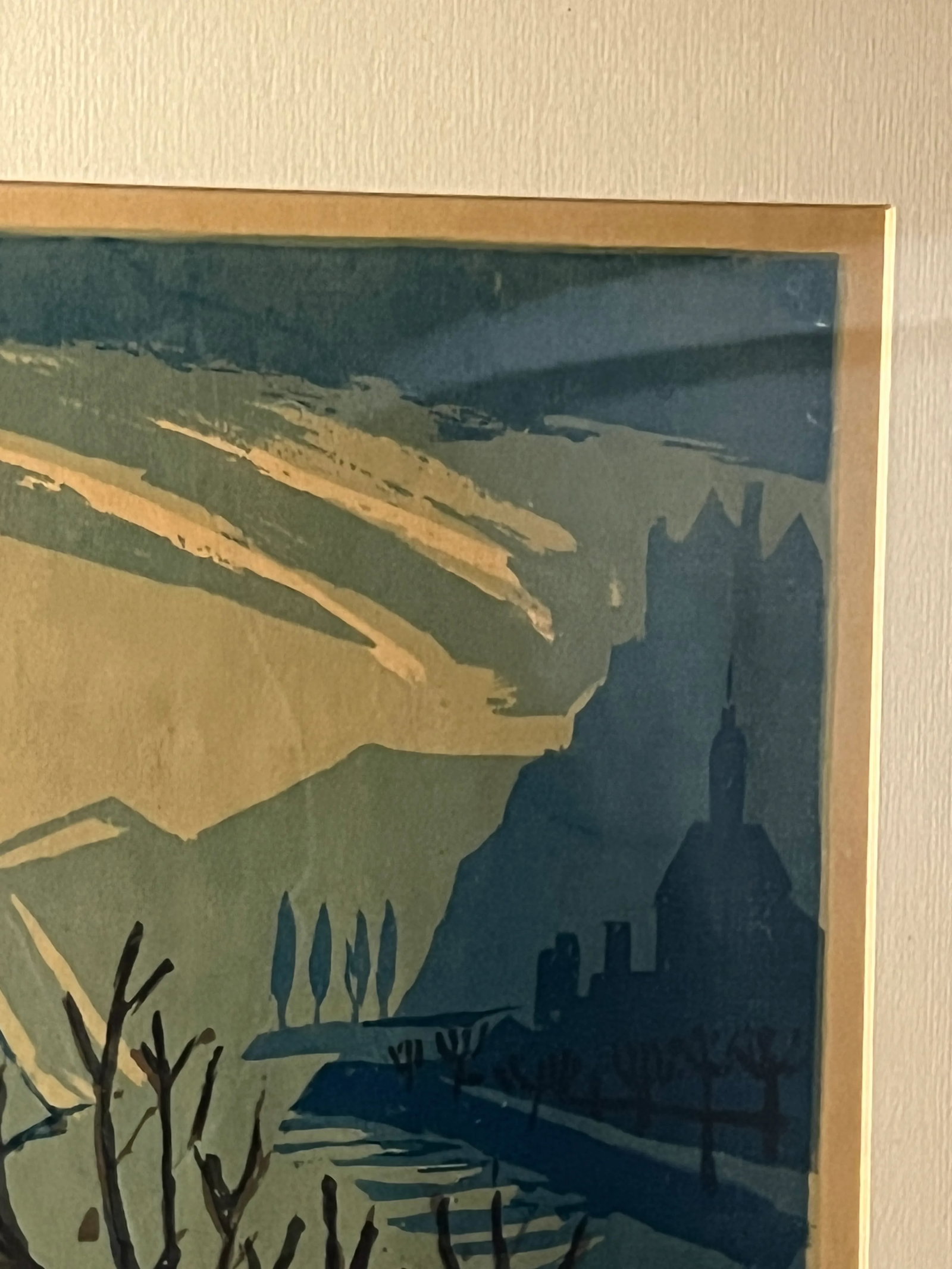Intriguing Cubist Castle and River Scene, Signed Lithograph - 8