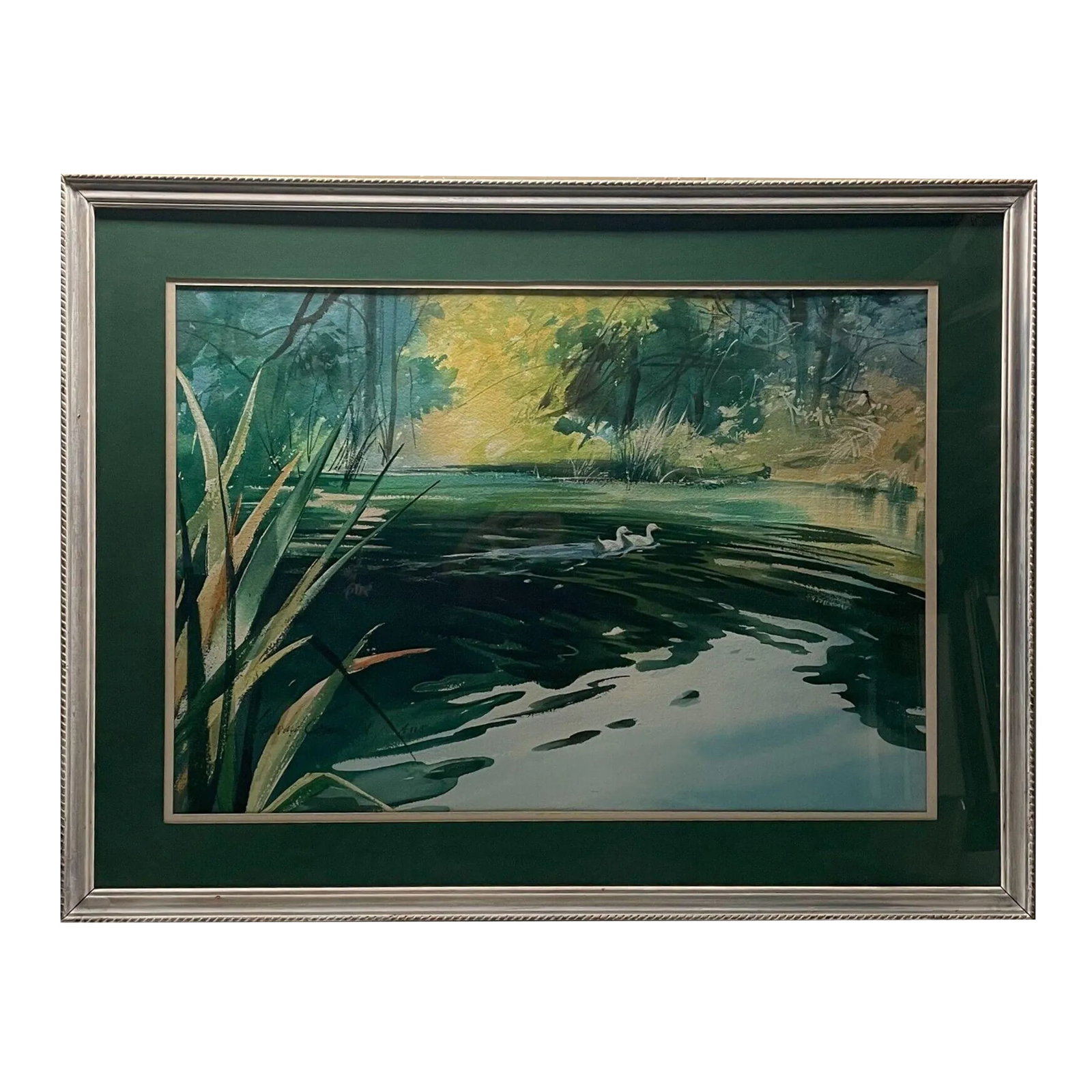 Vintage Howard Connolly 'white Ducks in Pond' Landscape Painting - Rhode Island: This is just a great original piece. Fresh from a rhode island estate this is one of the better howard connolly paintings I have had in the past 5 years or so. Living so close to rhode island, I do a