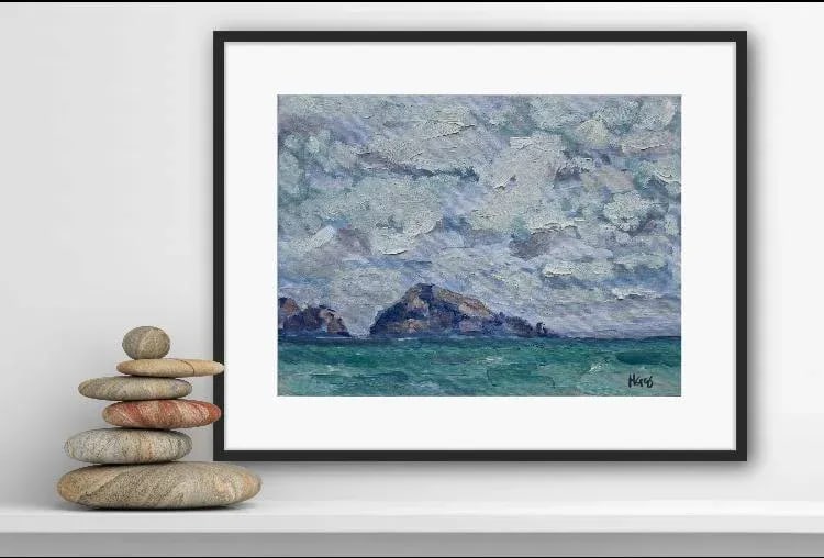 Clouds Over Turtle Island, Impressionist Oil Painting Plein Air - 5