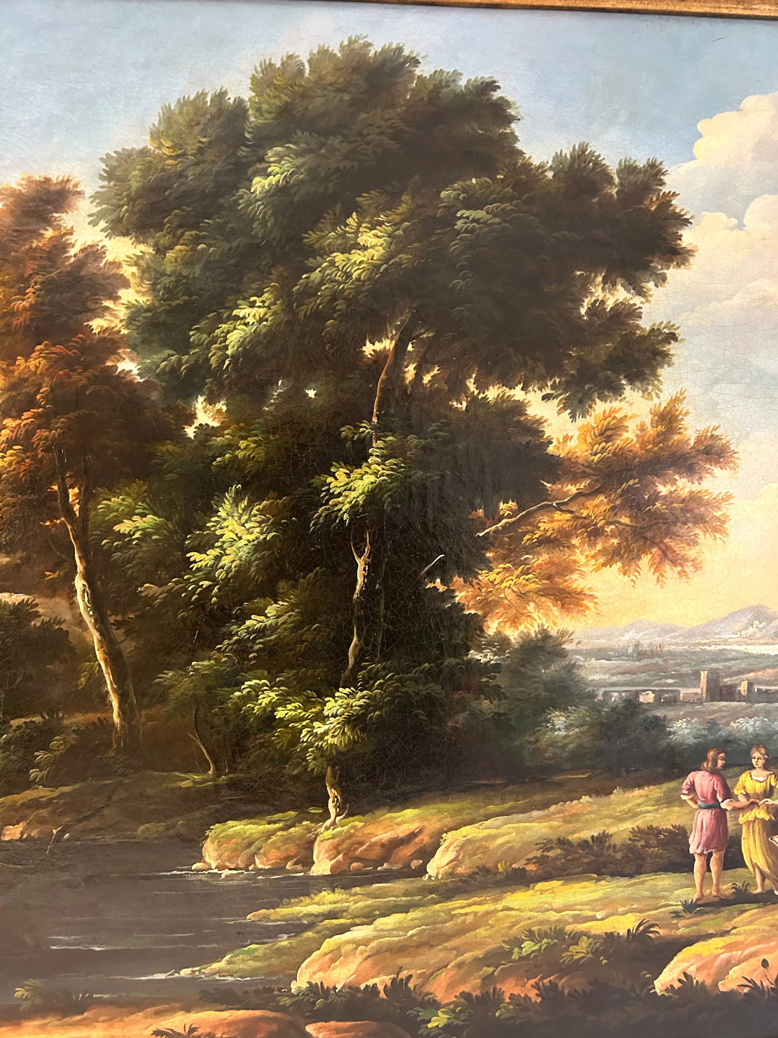 Large 19th C. Antique Flemish Classical Landscape Painting - 4