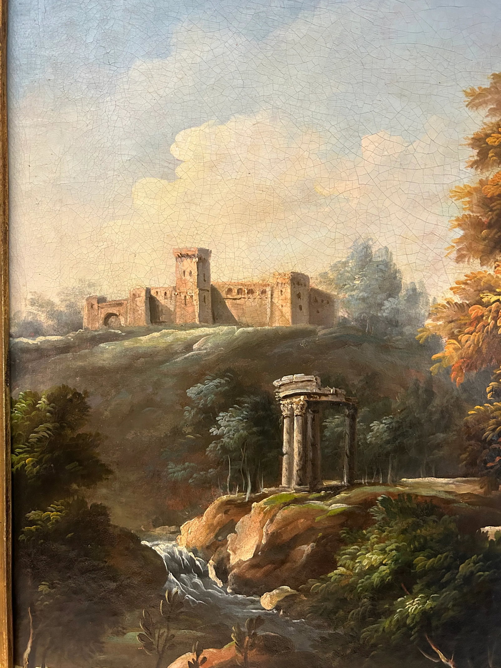Large 19th C. Antique Flemish Classical Landscape Painting - 8