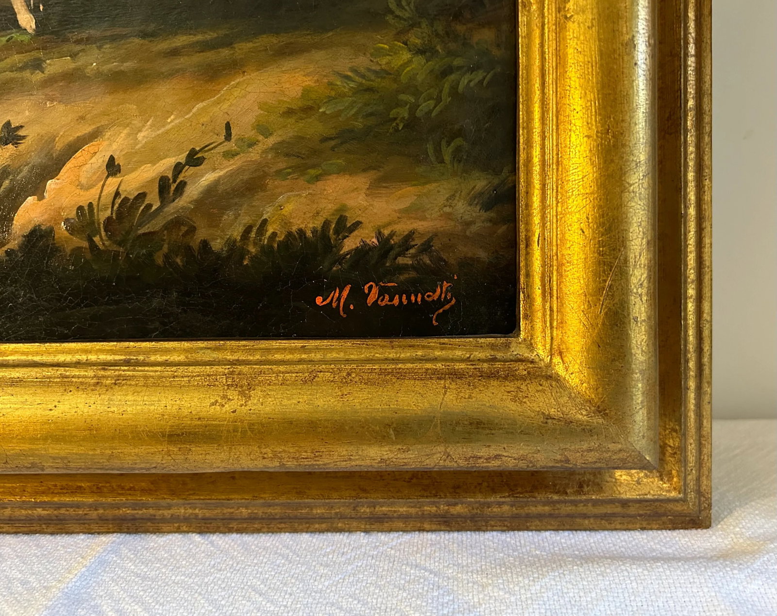 Large 19th C. Antique Flemish Classical Landscape Painting - 9