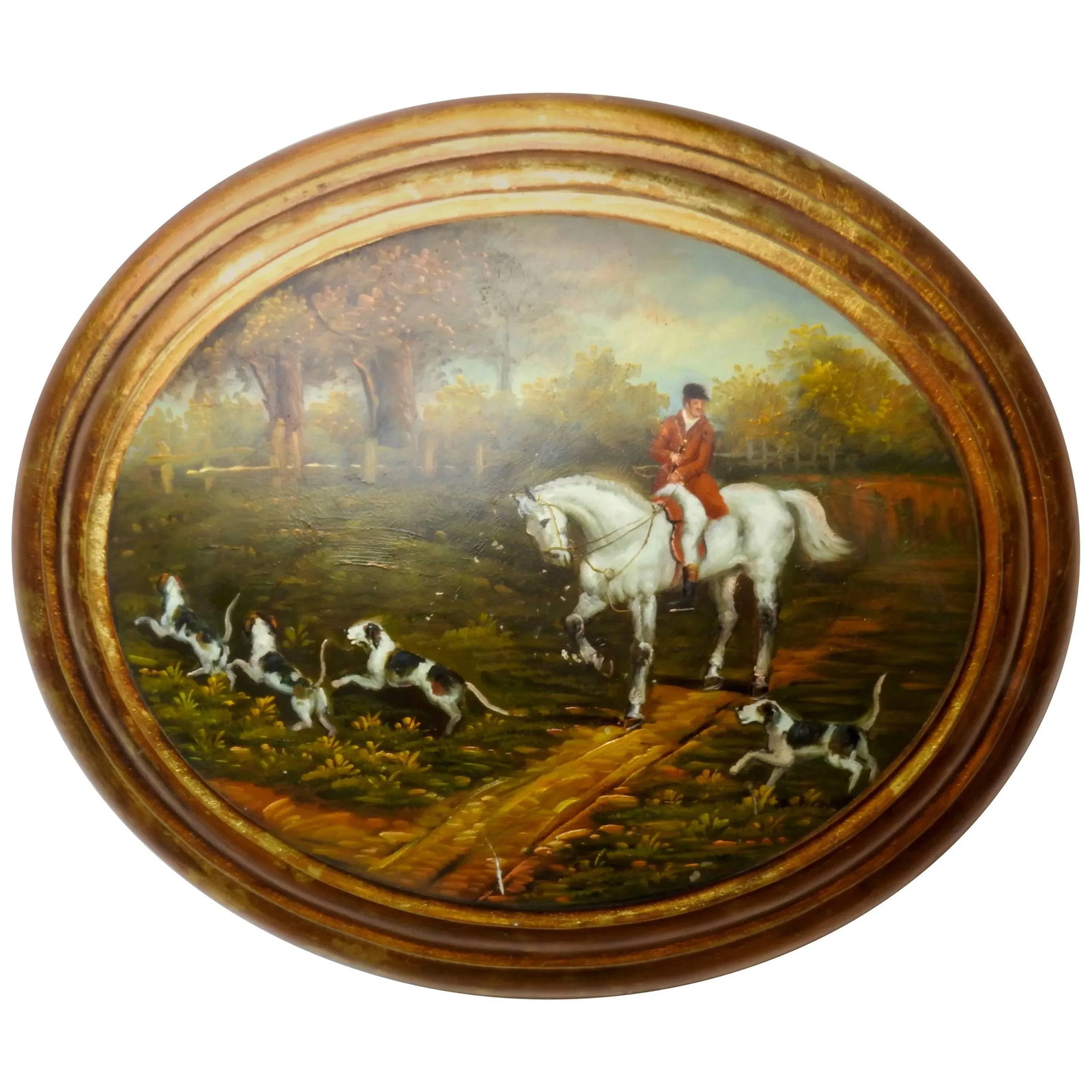 19th Century Oil on Wood English Hunt Scene - 8