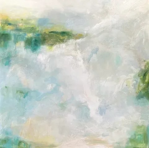 Large Original Abstract Landscape Painting "Staying on Course" in Blues Greens by Michele Zuzalek - 3