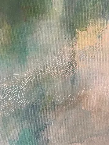 Large Original Abstract Landscape Painting "Staying on Course" in Blues Greens by Michele Zuzalek - 7