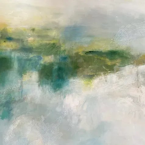 Large Original Abstract Landscape Painting "Staying on Course" in Blues Greens by Michele Zuzalek - 9