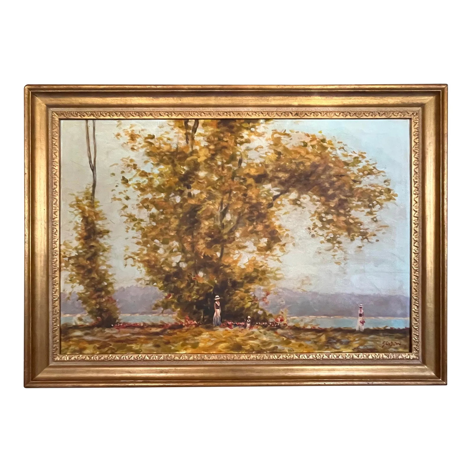 Original Vintage American Impressionist Landscape "Along the Hudson" by Andre Gisson (1 of 9)