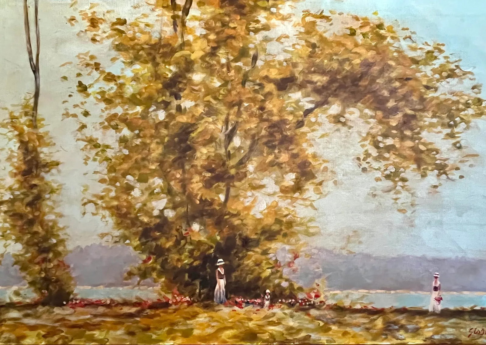 Original Vintage American Impressionist Landscape "Along the Hudson" by Andre Gisson - 2
