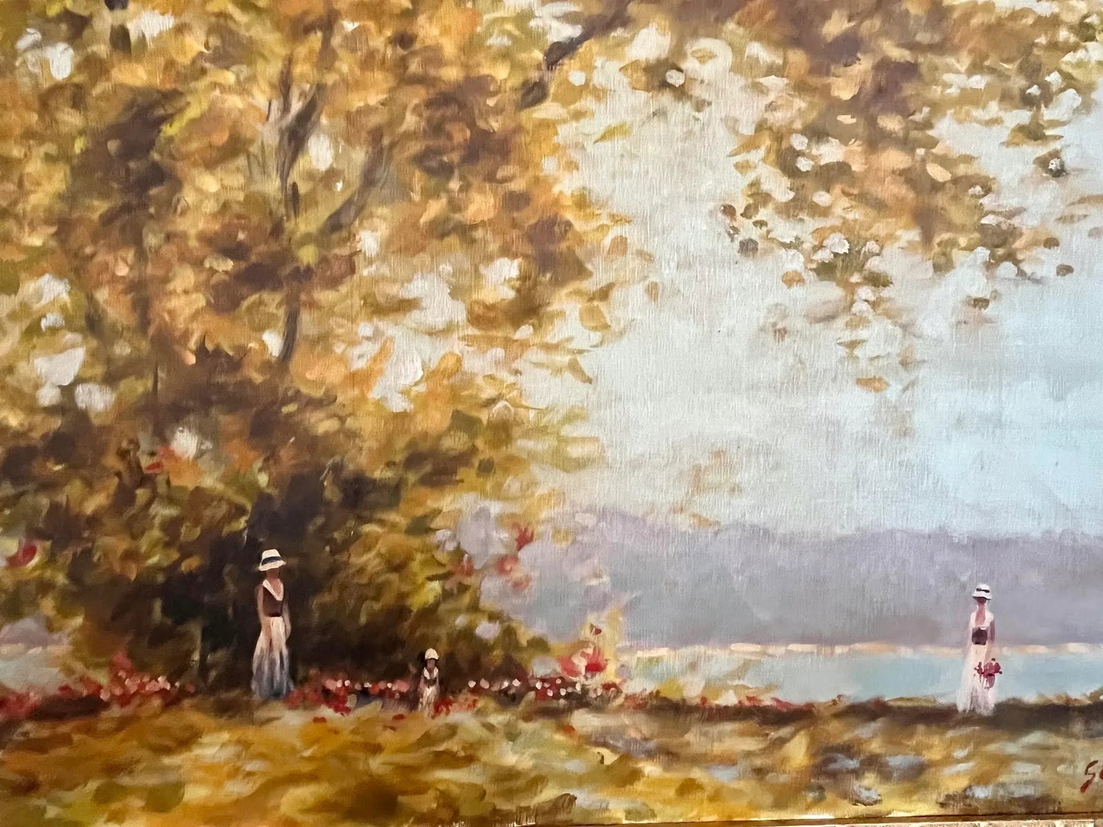 Original Vintage American Impressionist Landscape "Along the Hudson" by Andre Gisson - 4