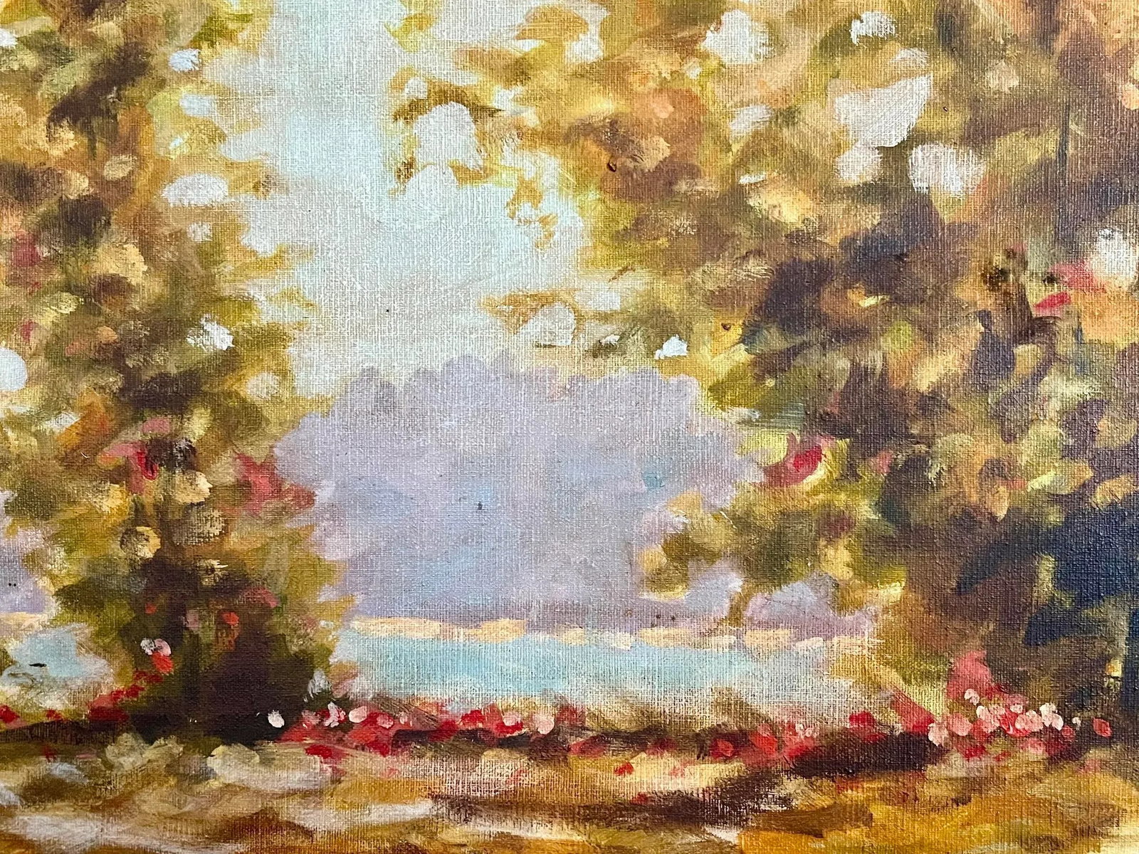 Original Vintage American Impressionist Landscape "Along the Hudson" by Andre Gisson - 6