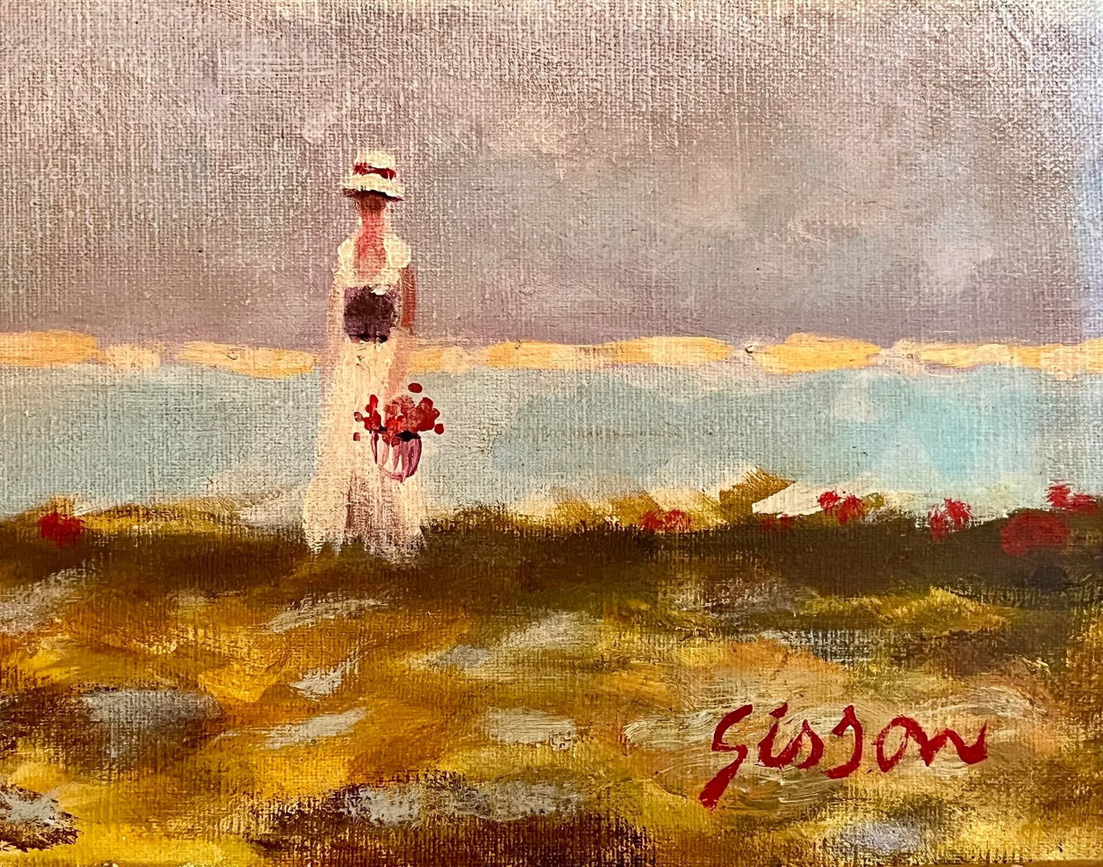Original Vintage American Impressionist Landscape "Along the Hudson" by Andre Gisson - 7