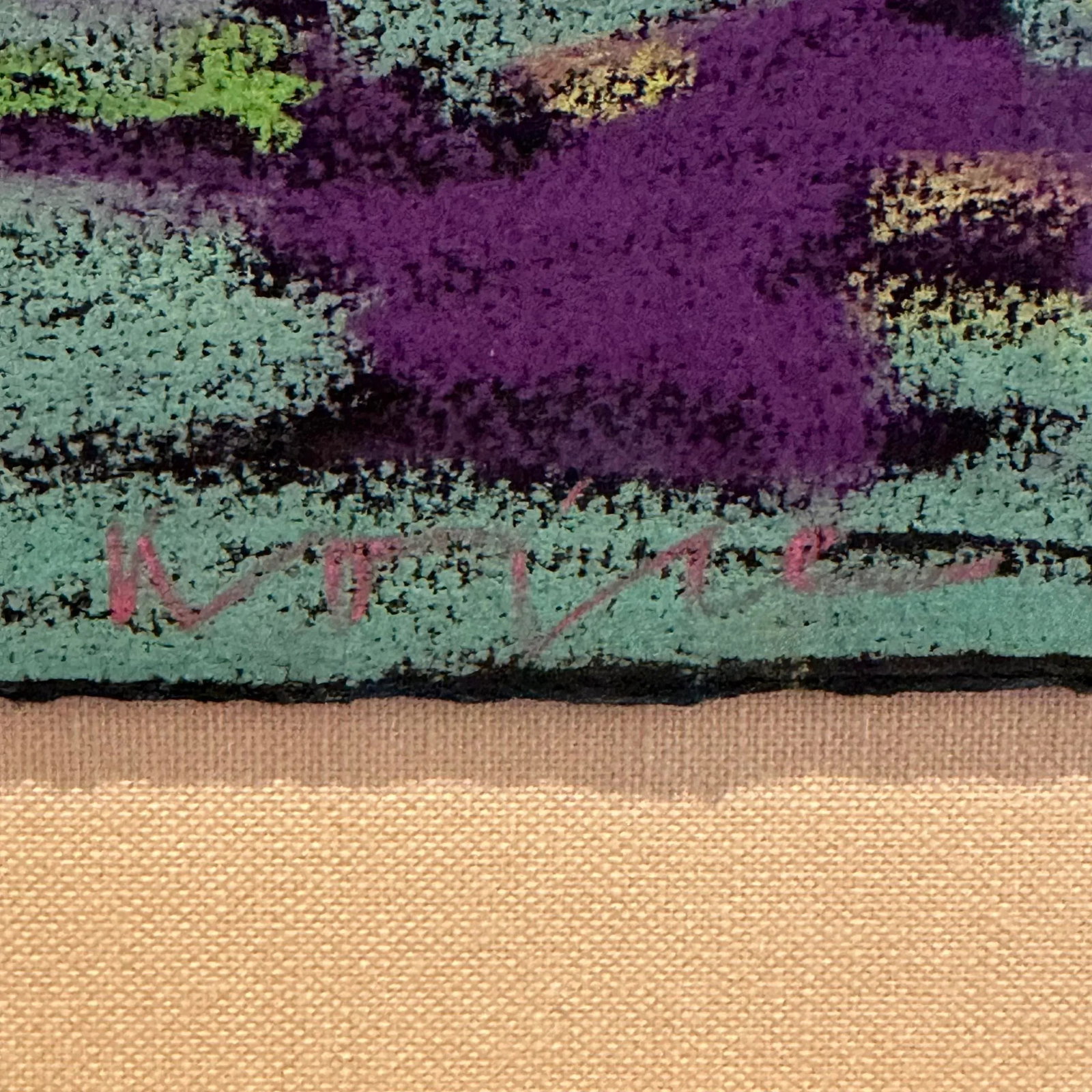 "Five at Noon" Contemporary Fauvist Landscape Pastel Drawing on Paper - 3