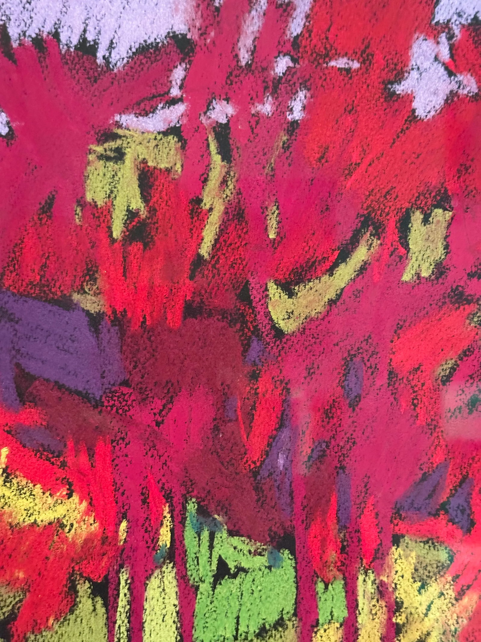 "Five at Noon" Contemporary Fauvist Landscape Pastel Drawing on Paper - 4