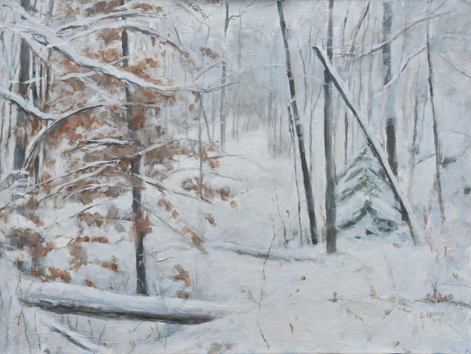 "Walking in a Vermont Snowstorm" Contemporary Painting by Stephen Remick - 2