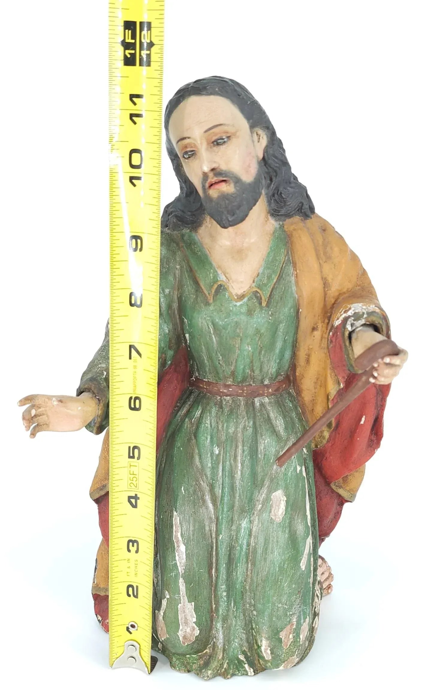 Late 18th Century Wood Jesus Polychrome Sculpture Hand Carved Religious Figure With Glass Eyes - 10