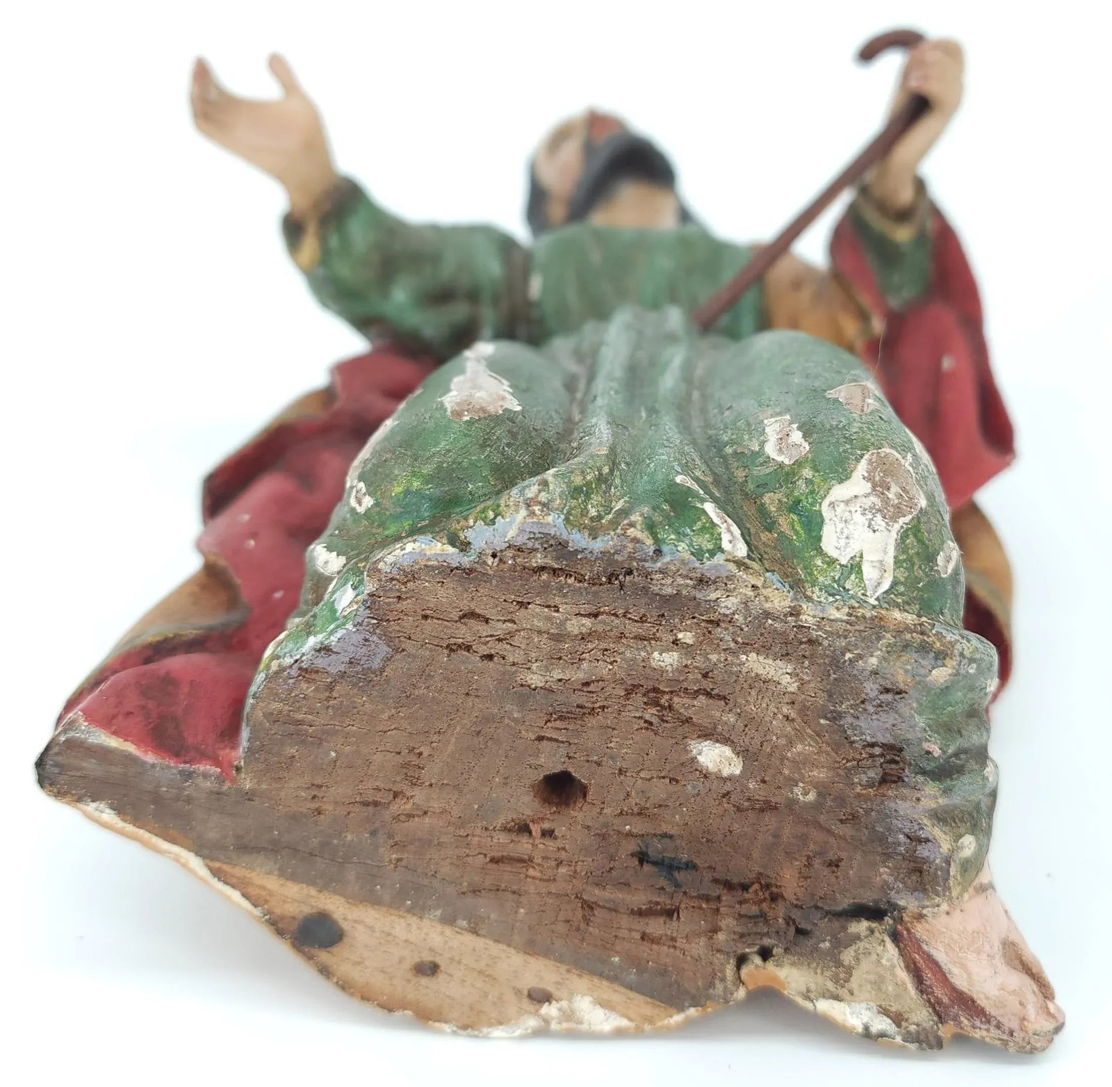 Late 18th Century Wood Jesus Polychrome Sculpture Hand Carved Religious Figure With Glass Eyes - 11
