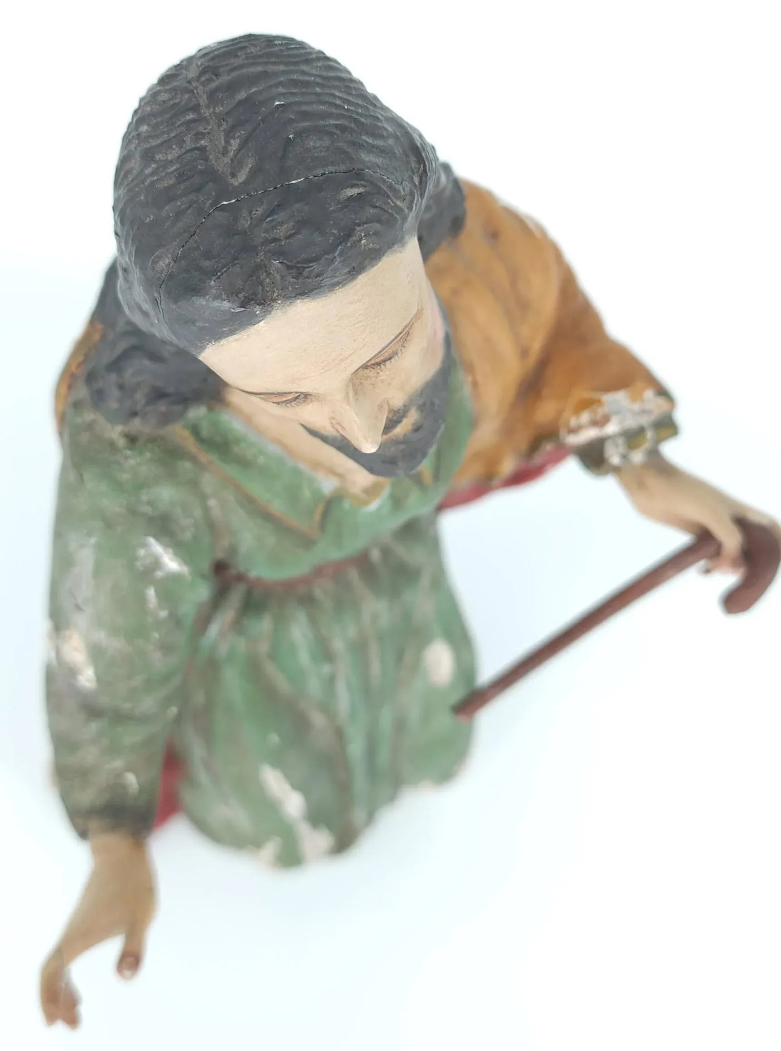 Late 18th Century Wood Jesus Polychrome Sculpture Hand Carved Religious Figure With Glass Eyes - 3