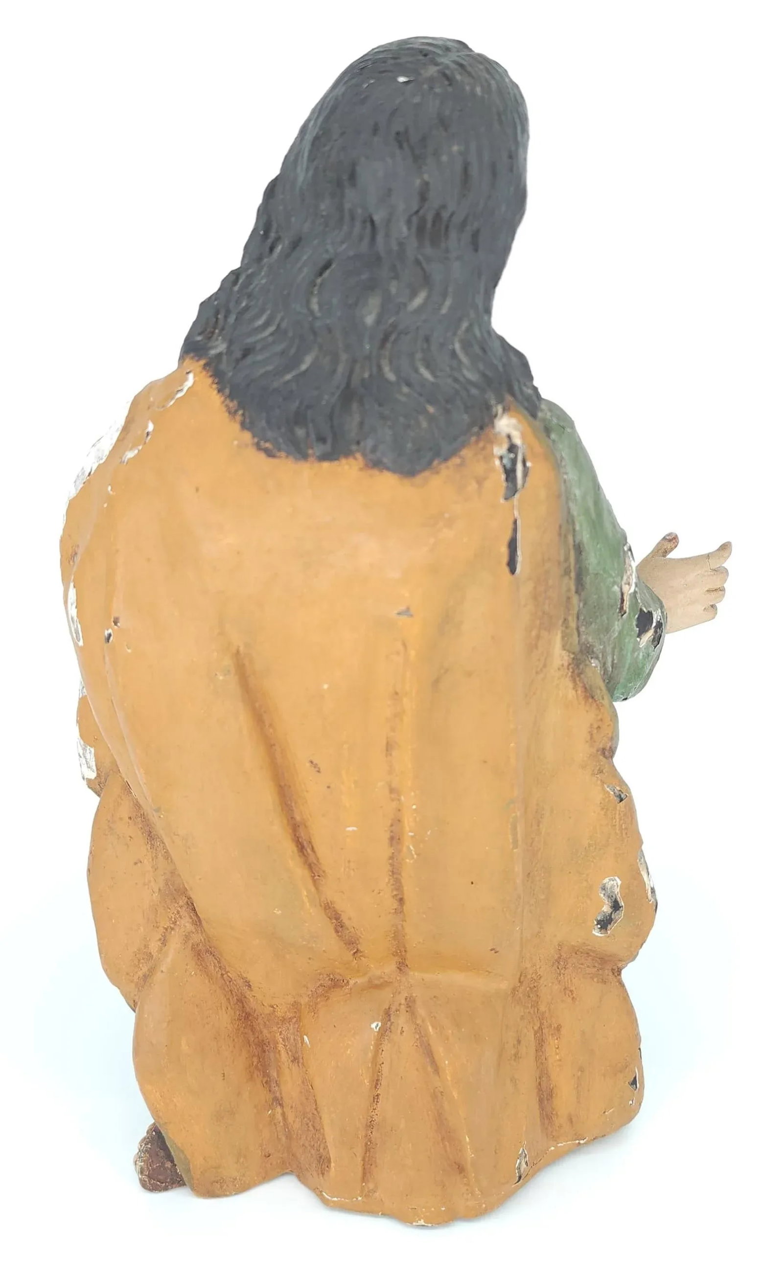 Late 18th Century Wood Jesus Polychrome Sculpture Hand Carved Religious Figure With Glass Eyes - 7