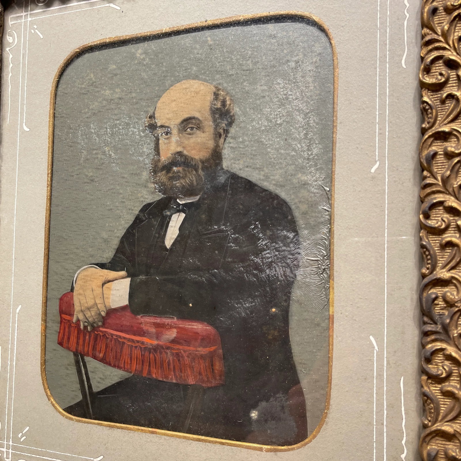 Mid 19th Century Hand Painted Photographic Portrait of a Dignitary Gentleman - 2