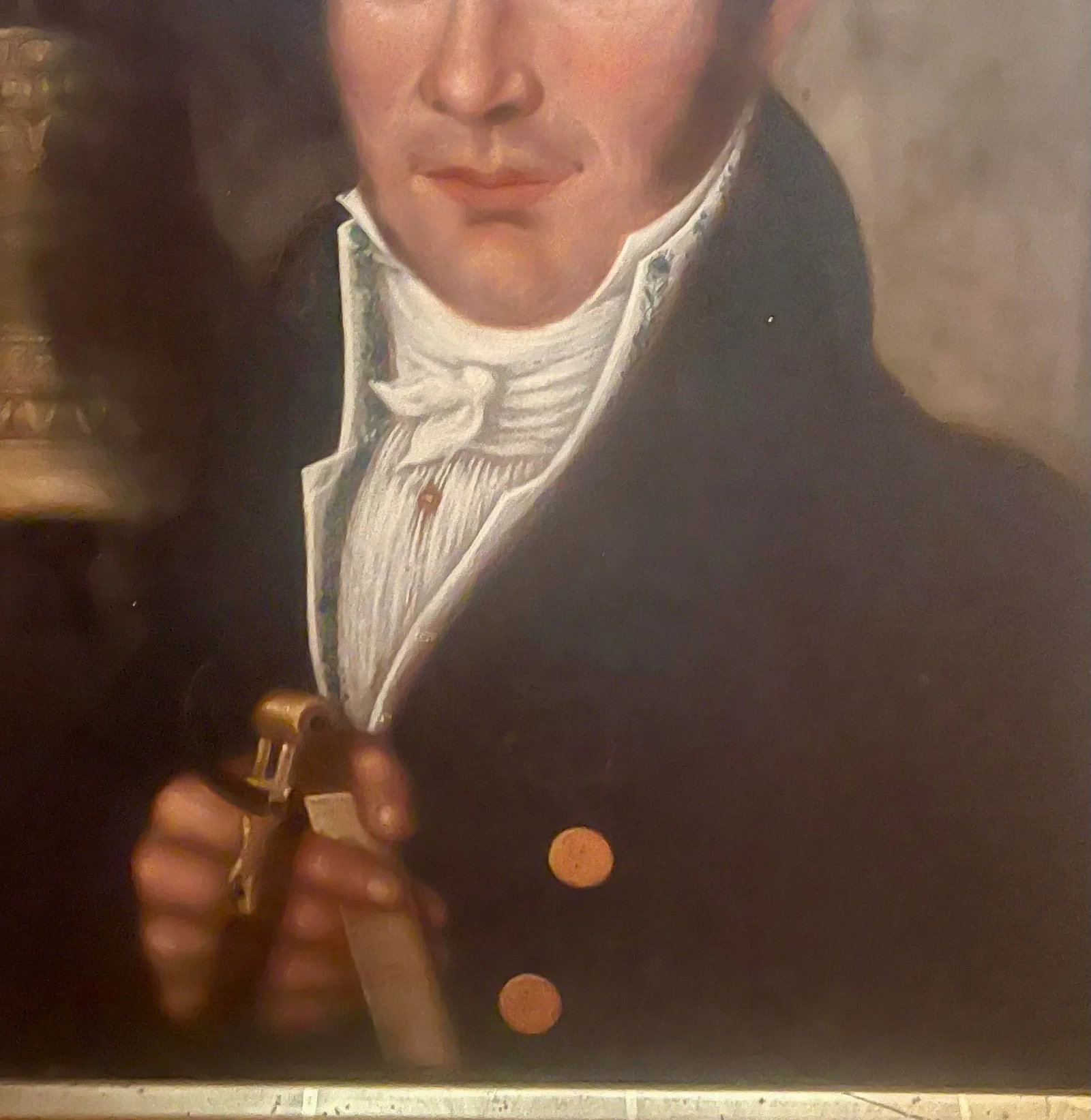 19th Century Painting Portrait of English Man Freemasonry 1816 Signed b.f - 4
