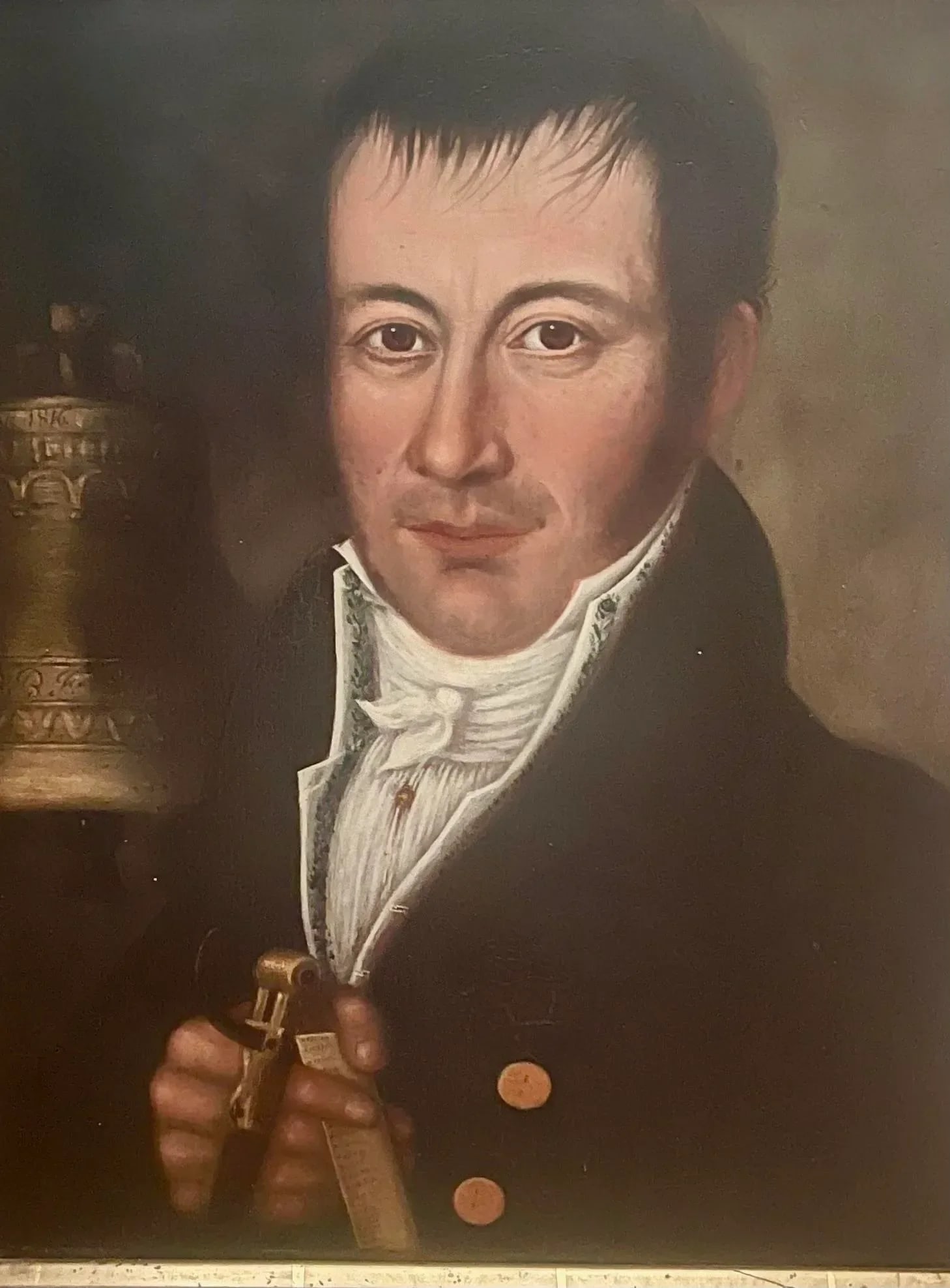 19th Century Painting Portrait of English Man Freemasonry 1816 Signed b.f - 5