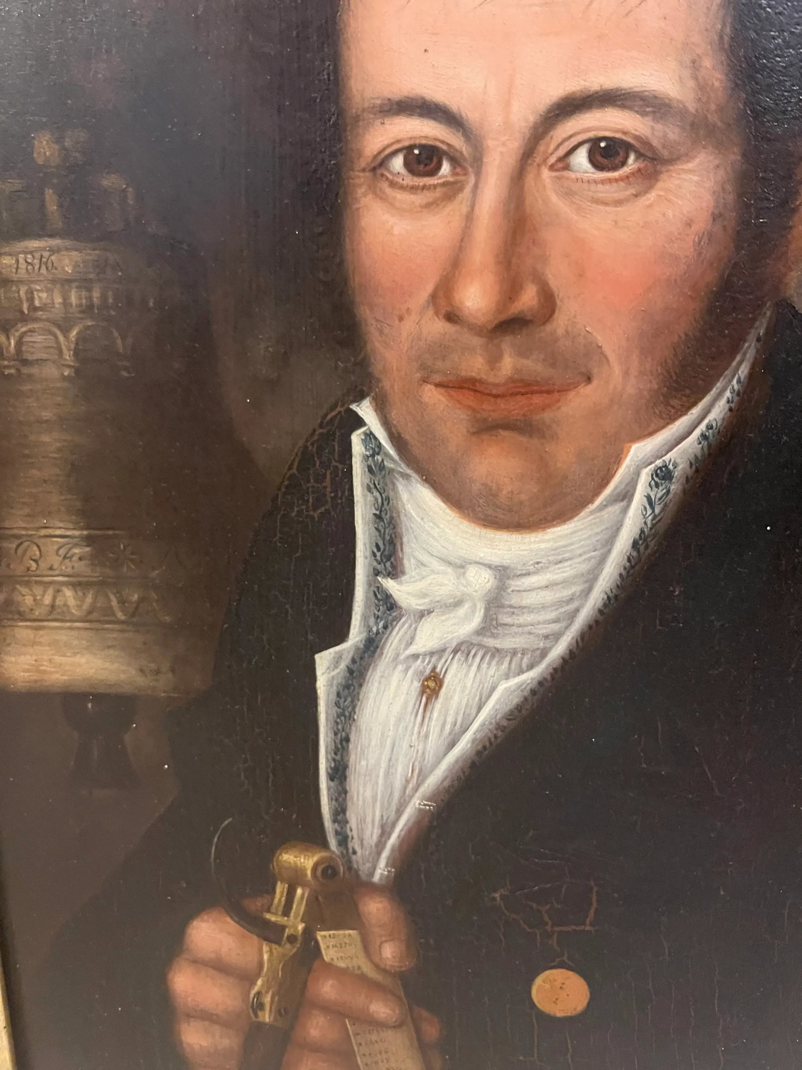 19th Century Painting Portrait of English Man Freemasonry 1816 Signed b.f - 8