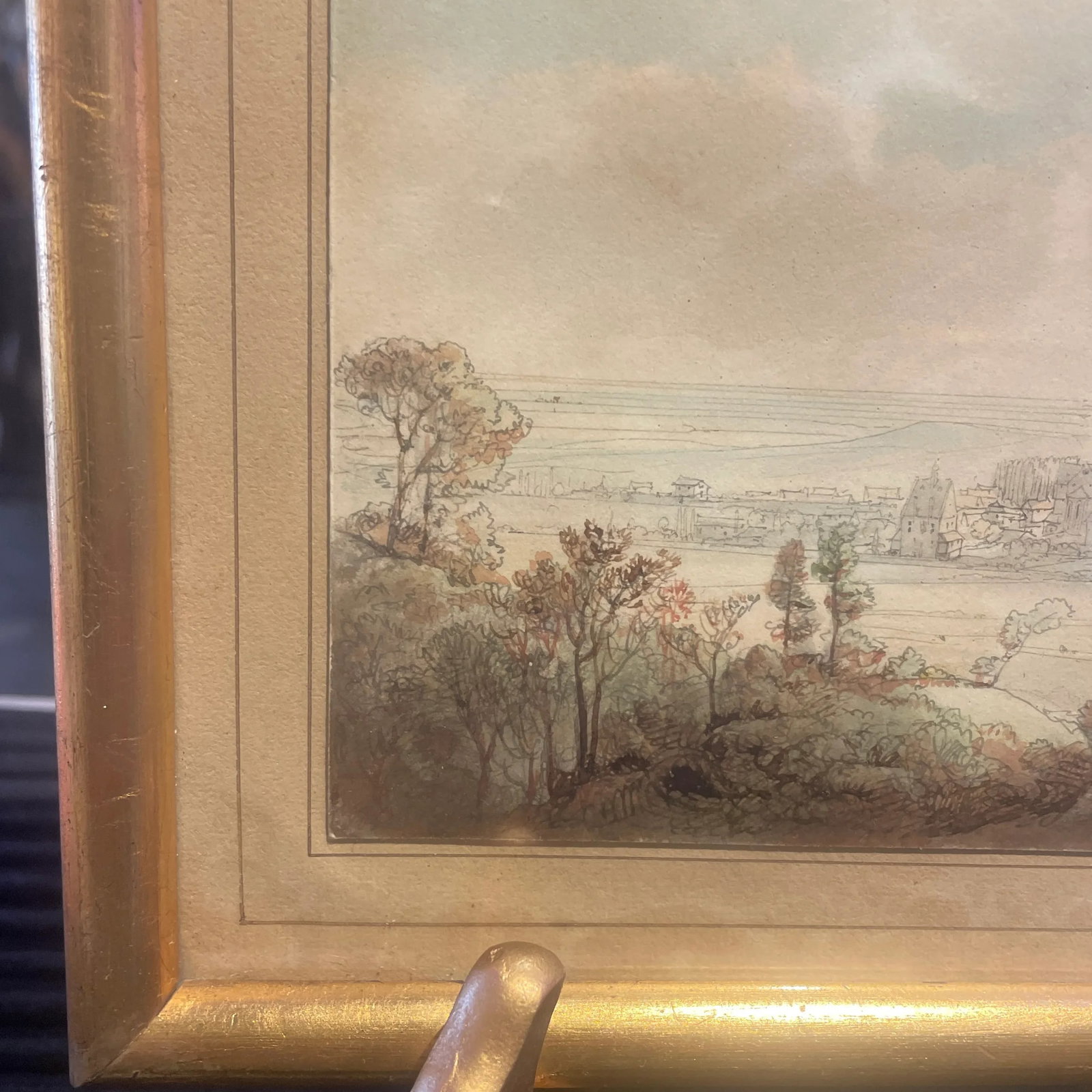 1849 Antique German Landscape Watercolor Painting by Casper Scheuren - 3