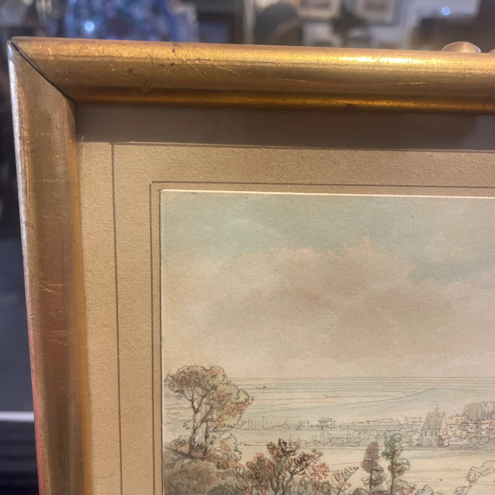 1849 Antique German Landscape Watercolor Painting by Casper Scheuren - 4